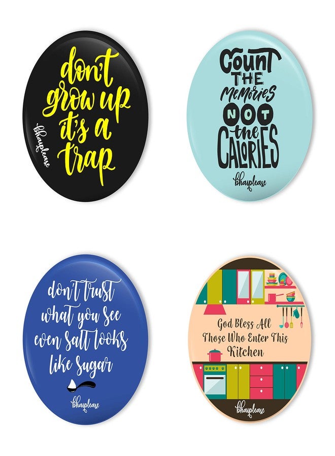 Bhai Please Round Fridge Magnet | Don't Grow Up, Count The Memories, Don't Trust What You See, God Bless All | Colourful Shiny Strong Magnet (Pack of 4 pcs) Size: 2.2 inches Round Shape - Image 1